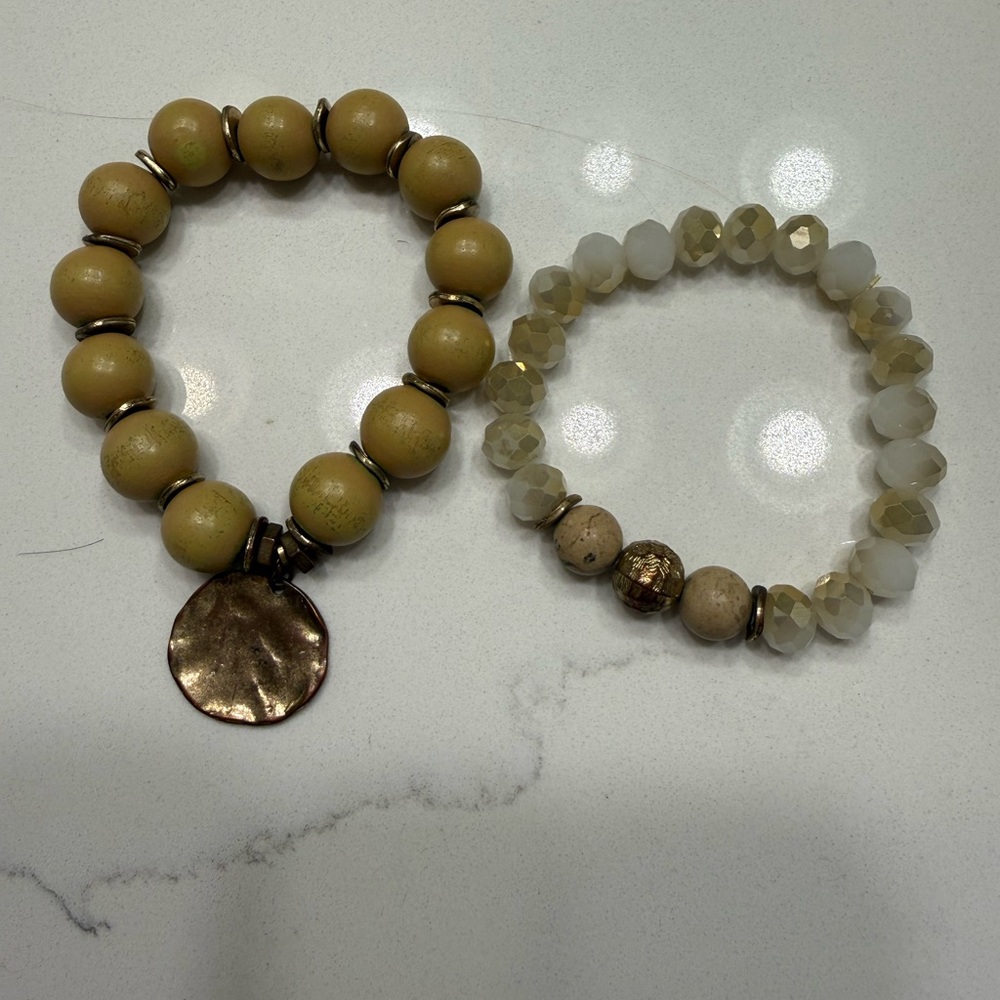 SET OF 2 beaded stretch bracelets